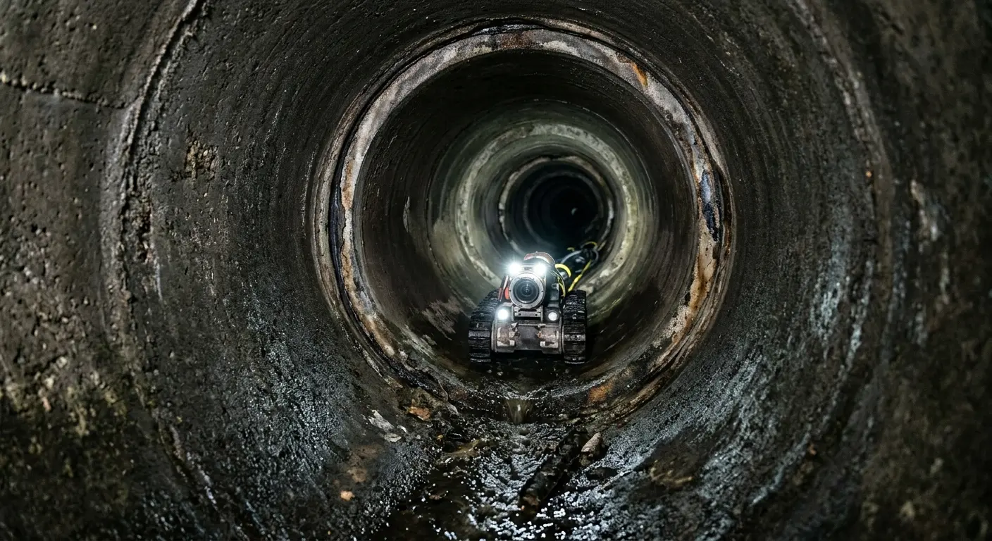 Robotic sewer camera inspecting pipe interior for Sewer Line Repair in Blanchard
